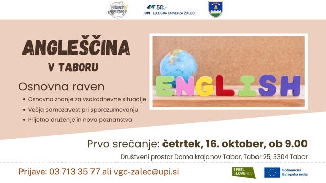 Vabilo na brezplačen tečaj angleščine